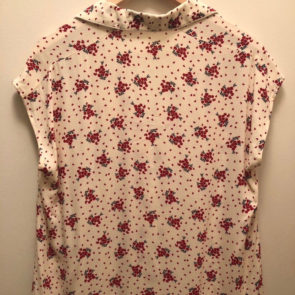 Mango Floral Button-Down Collared Blouse Size 4 - image 2